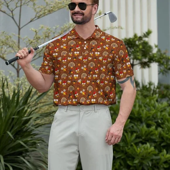 Funny Polos for Men Funny Print Short Sleeve Shirts Quick Dry Polo Shirts Hawaii